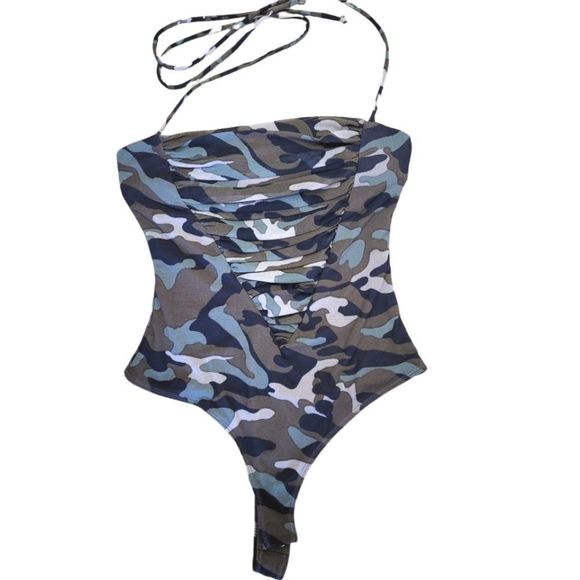Olivaceous NWT Camouflage Body Suit Top  Small - Picture 1 of 12